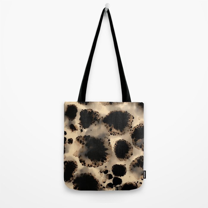 Organic Tortoiseshell Marble Pattern in Black and Cream Tote Bag Gallery Image 2