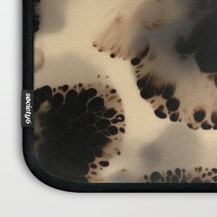 Organic Tortoiseshell Marble Pattern in Black and Cream Laptop Sleeve Gallery Image 3