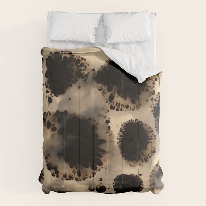 Organic Tortoiseshell Marble Pattern in Black and Cream Comforter Gallery Image 6