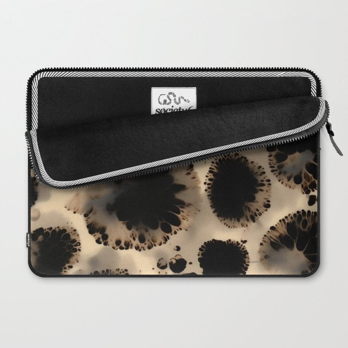 Organic Tortoiseshell Marble Pattern in Black and Cream Laptop Sleeve Gallery Image 2
