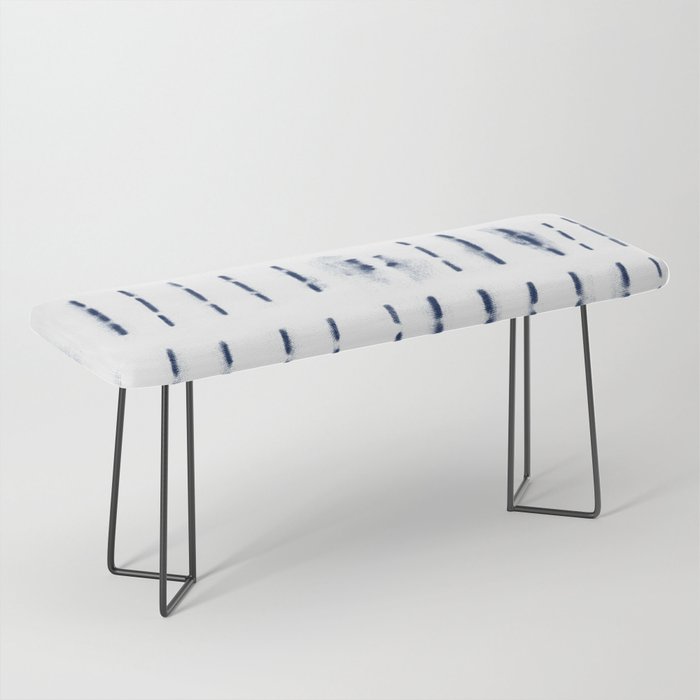 Blue indigo stripes over white shibori tie dye pattern Bench Gallery Image 1
