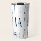 Blue indigo stripes over white shibori tie dye pattern Travel Mug Gallery Image 1