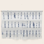 Blue indigo stripes over white shibori tie dye pattern Wall Hanging Gallery Image 1