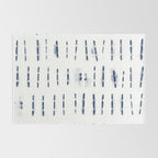 Blue indigo stripes over white shibori tie dye pattern Rug Gallery Image 2