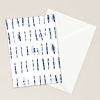 Blue indigo stripes over white shibori tie dye pattern Stationery Card Gallery Image 2
