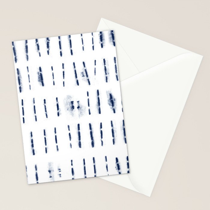 Blue indigo stripes over white shibori tie dye pattern Stationery Card Gallery Image 2