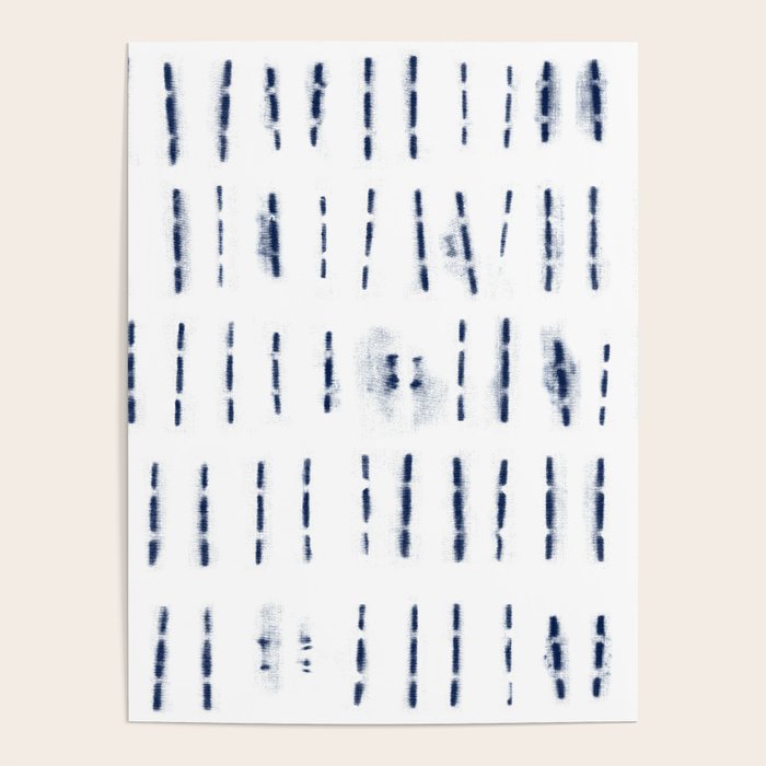 Blue indigo stripes over white shibori tie dye pattern Poster Gallery Image 4