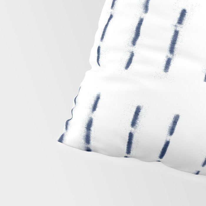 Blue indigo stripes over white shibori tie dye pattern Pillow Sham Gallery Image 4