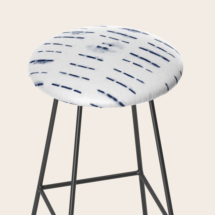 Blue indigo stripes over white shibori tie dye pattern Stool Gallery Image 2