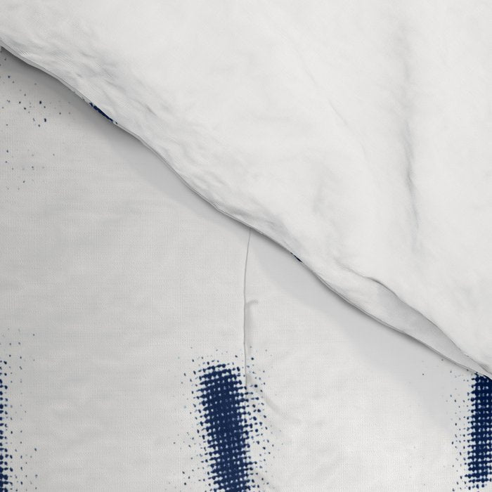 Blue indigo stripes over white shibori tie dye pattern Comforter Gallery Image 4