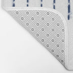 Blue indigo stripes over white shibori tie dye pattern Bath Mat Gallery Image 2