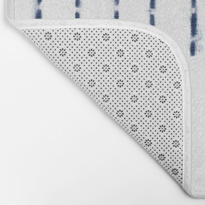 Blue indigo stripes over white shibori tie dye pattern Bath Mat Gallery Image 2
