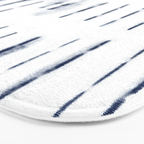 Blue indigo stripes over white shibori tie dye pattern Bath Mat Gallery Image 3