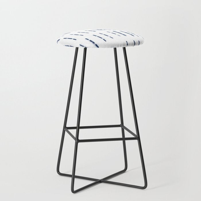 Blue indigo stripes over white shibori tie dye pattern Stool Gallery Image 1
