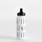 Blue indigo stripes over white shibori tie dye pattern Water Bottle Gallery Image 2