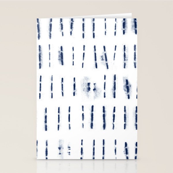 Blue indigo stripes over white shibori tie dye pattern Stationery Card Gallery Image 2