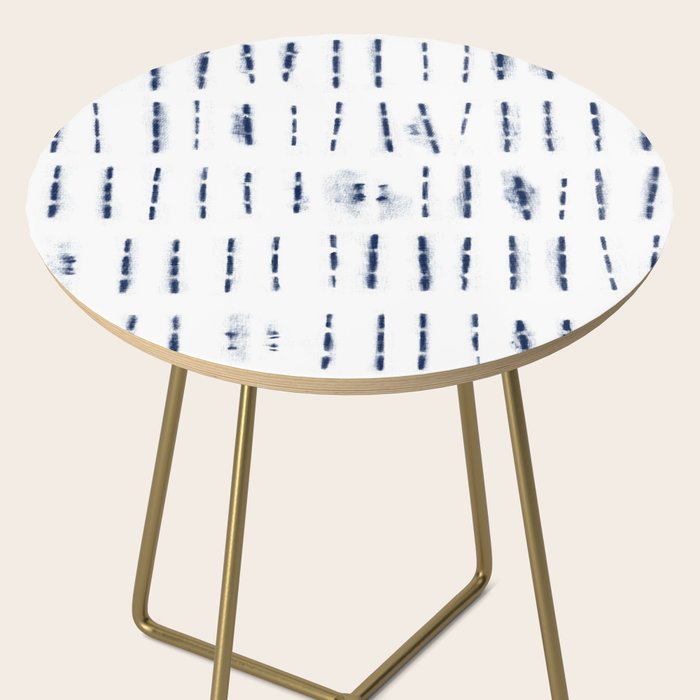 Blue indigo stripes over white shibori tie dye pattern Side Table Gallery Image 2