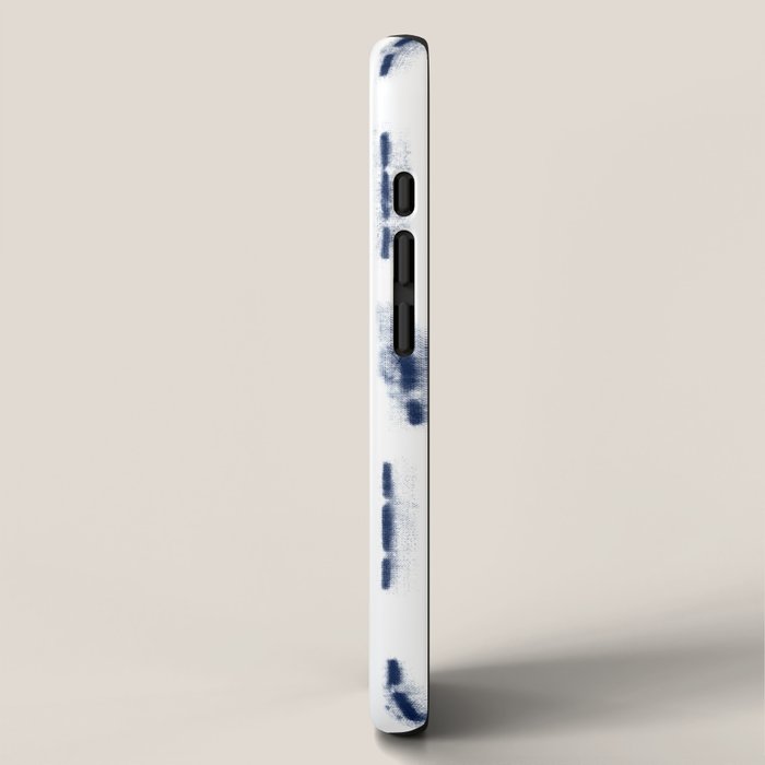Blue indigo stripes over white shibori tie dye pattern iPhone Case Gallery Image 2