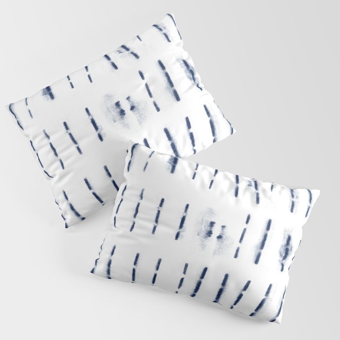 Blue indigo stripes over white shibori tie dye pattern Pillow Sham Gallery Image 3