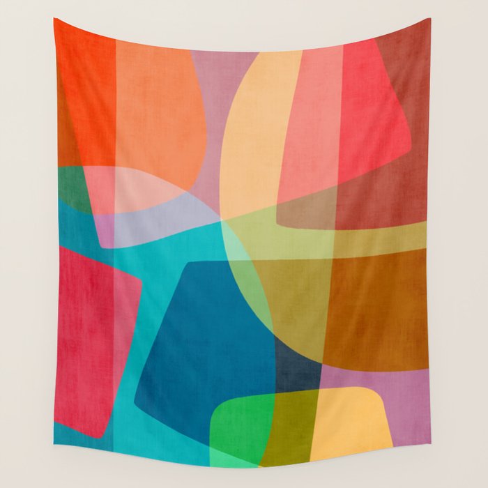 Colorful Modern Abstract Vibrant Colors Wall Tapestry Gallery Image 1