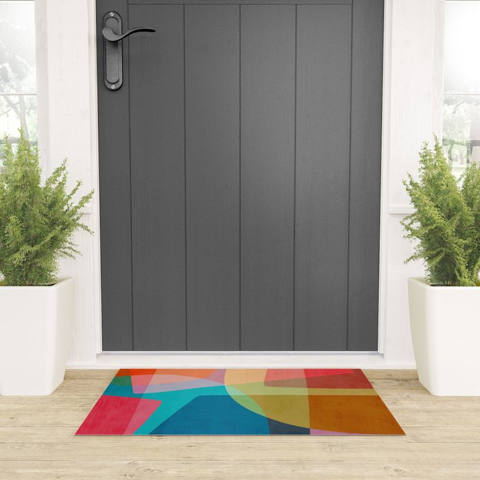 Colorful Modern Abstract Vibrant Colors Welcome Mat Gallery Image 3