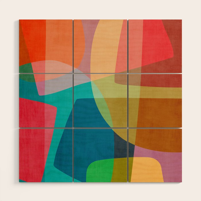 Colorful Modern Abstract Vibrant Colors Wood Wall Art Gallery Image 1