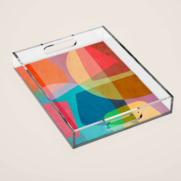 Colorful Modern Abstract Vibrant Colors Acrylic Tray Gallery Image 1