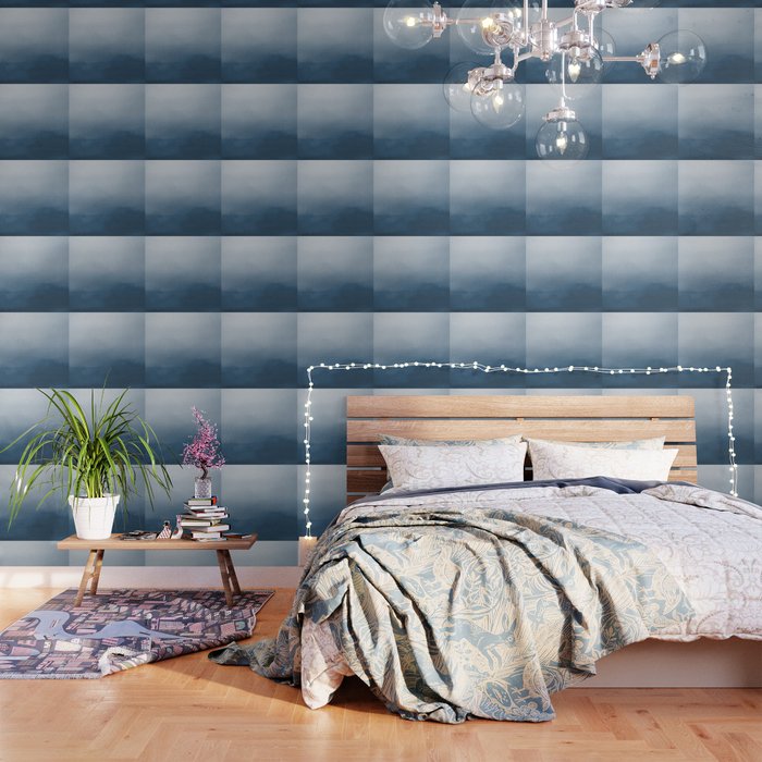 White & Blue Abstract Watercolor Blend Pairs To 2020 Color of the Year Chinese Porcelain PPG1160-6 Wallpaper Gallery Image 1