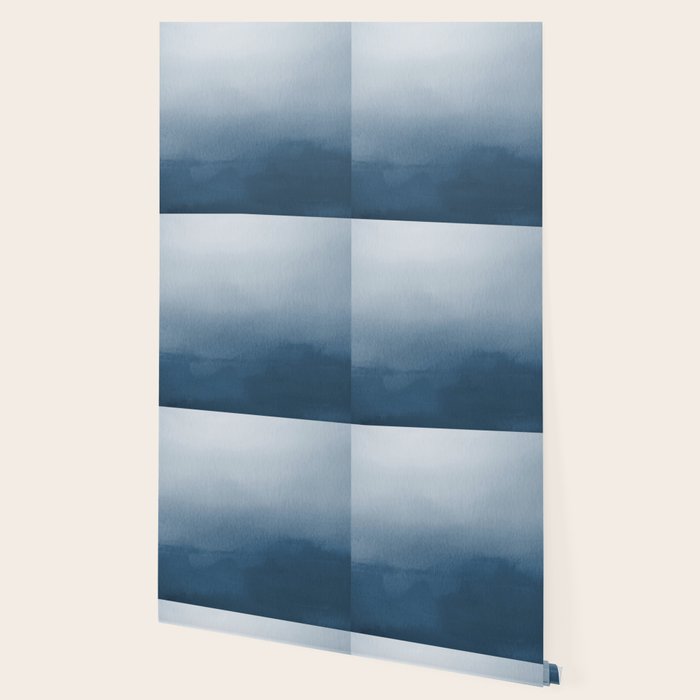 White & Blue Abstract Watercolor Blend Pairs To 2020 Color of the Year Chinese Porcelain PPG1160-6 Wallpaper Gallery Image 2