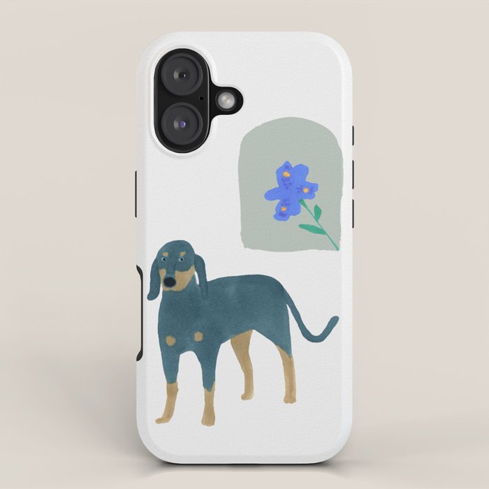 Dog and a Mini Half-Round Window - Indigo and White iPhone Case Gallery Image 1