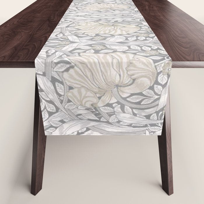William Morris Vintage Pimpernel Linen Cloud Grey Table Runner Gallery Image 1