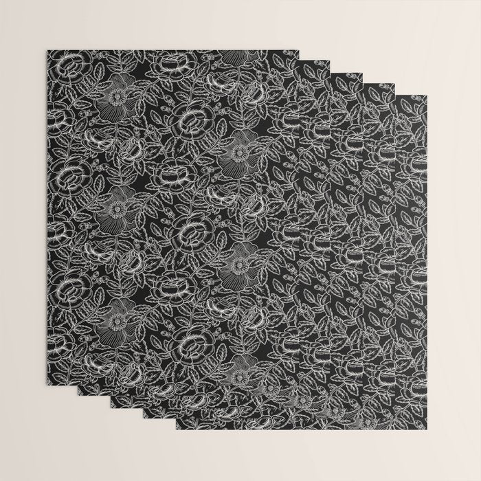 Gothic Rose in Black and White Wrapping Paper Gallery Image 3