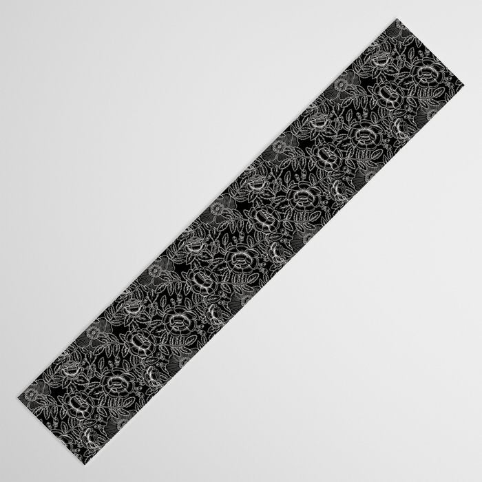 Gothic Rose in Black and White Table Runner Gallery Image 3
