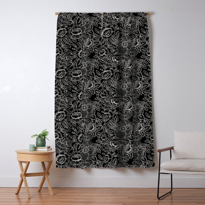 Gothic Rose in Black and White Window Curtain Gallery Image 5