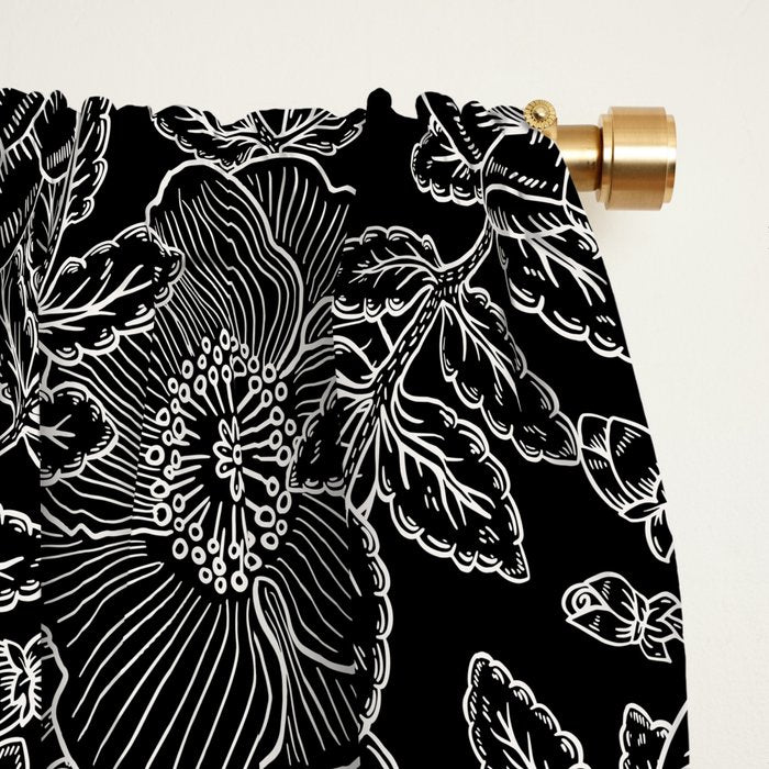 Gothic Rose in Black and White Window Curtain Gallery Image 2