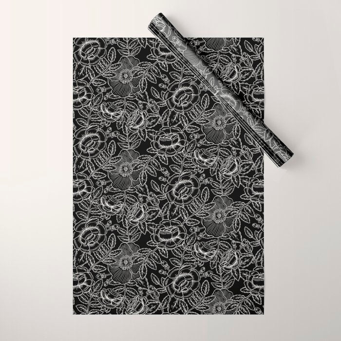 Gothic Rose in Black and White Wrapping Paper Gallery Image 1