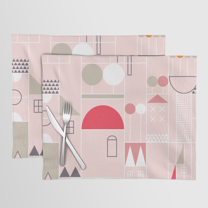 City life blocks pearl pink Placemat Gallery Image 1