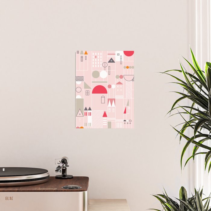 City life blocks pearl pink Poster Gallery Image 2