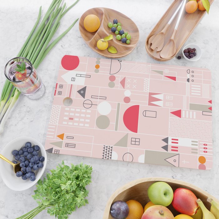 City life blocks pearl pink Cutting Board Gallery Image 2