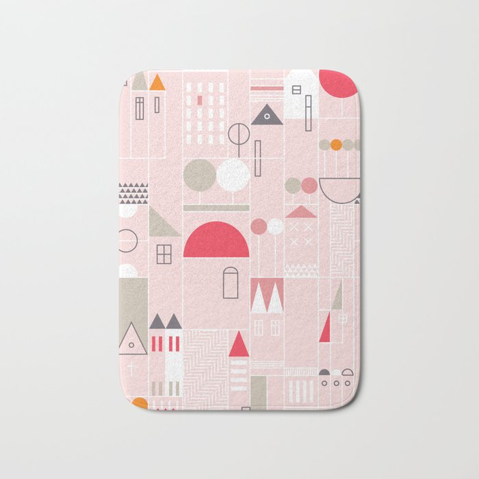 City life blocks pearl pink Bath Mat Gallery Image 1