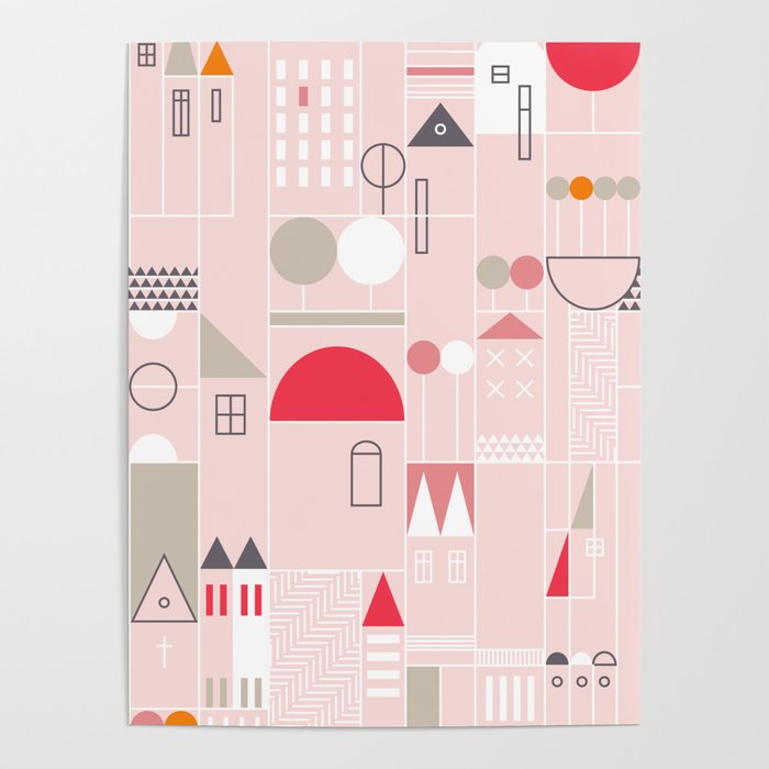 City life blocks pearl pink Poster Gallery Image 4