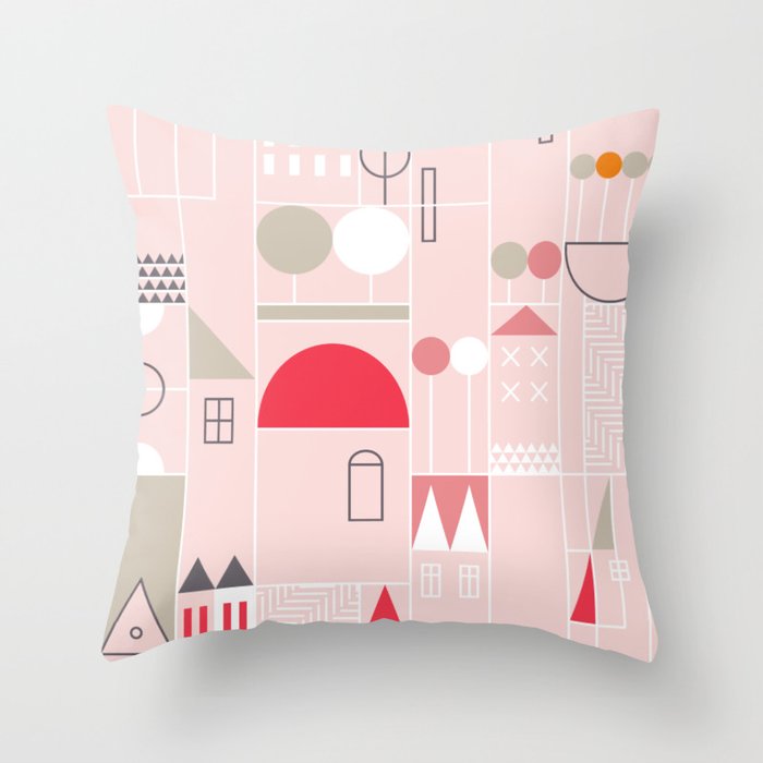 City life blocks pearl pink Throw Pillow Gallery Image 6