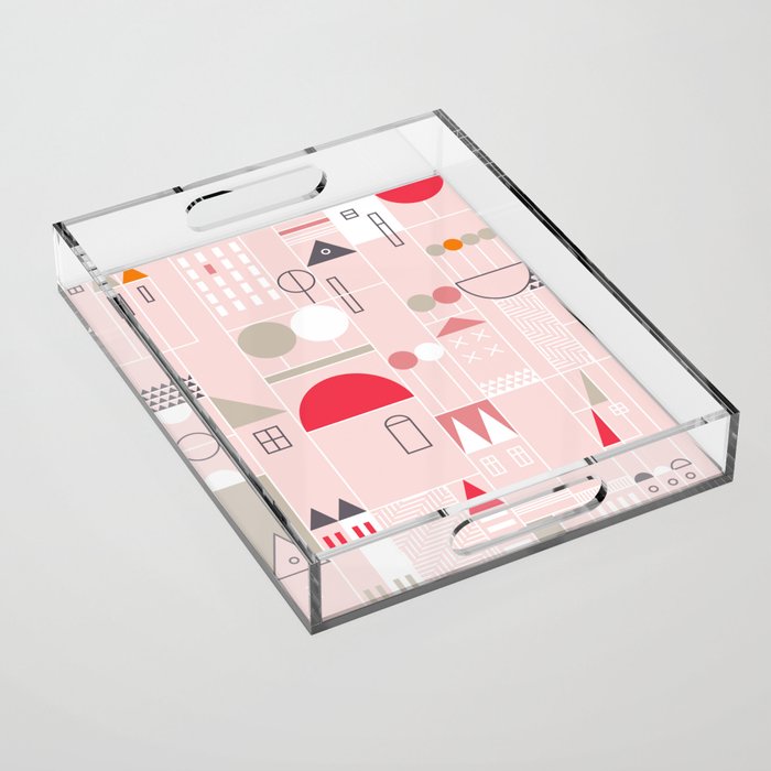 City life blocks pearl pink Acrylic Tray Gallery Image 1
