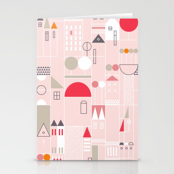City life blocks pearl pink Stationery Card Gallery Image 1