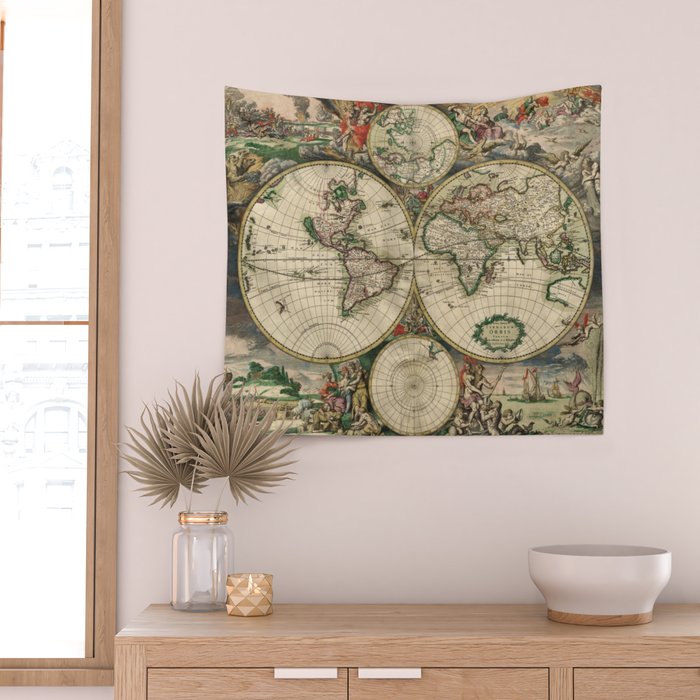 Vintage Map of the world Wall Tapestry Gallery Image 2