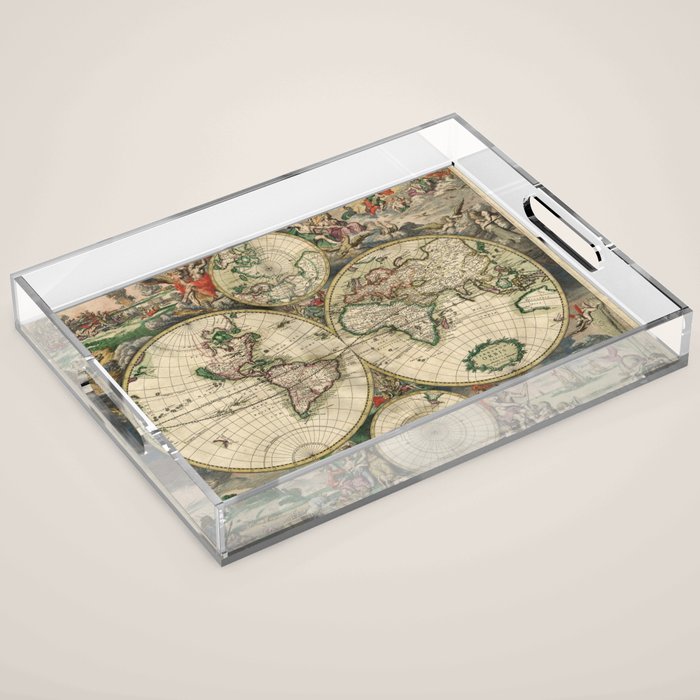 Vintage Map of the world Acrylic Tray Gallery Image 1