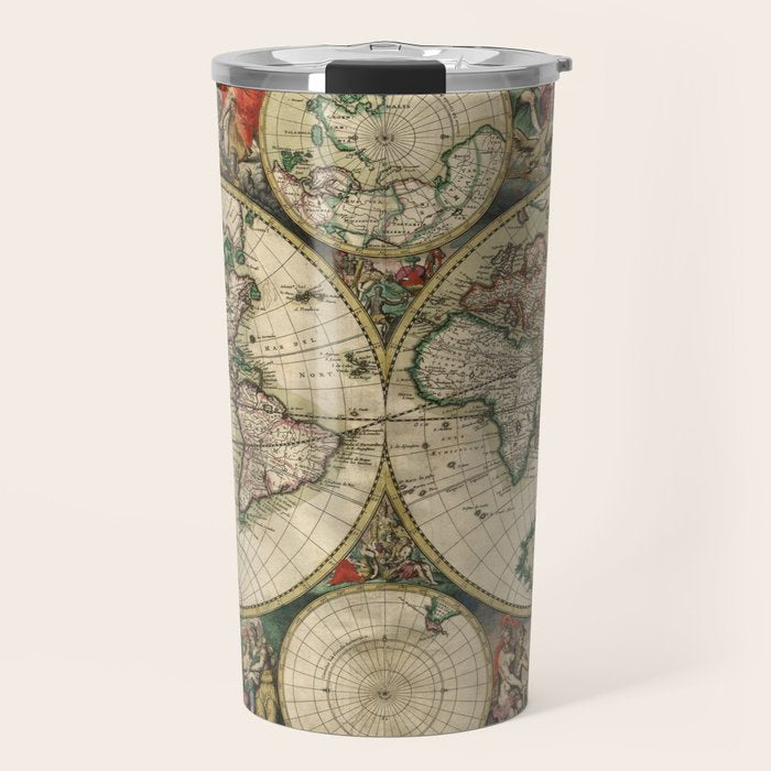 Vintage Map of the world Travel Mug Gallery Image 1
