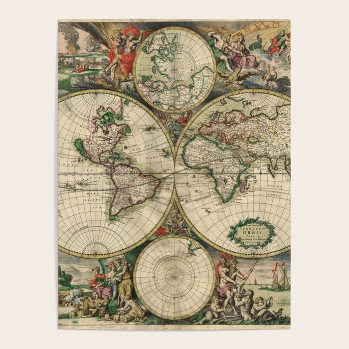 Vintage Map of the world Poster Gallery Image 4