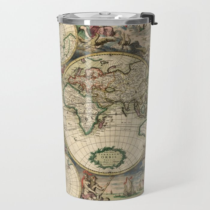 Vintage Map of the world Travel Mug Gallery Image 2
