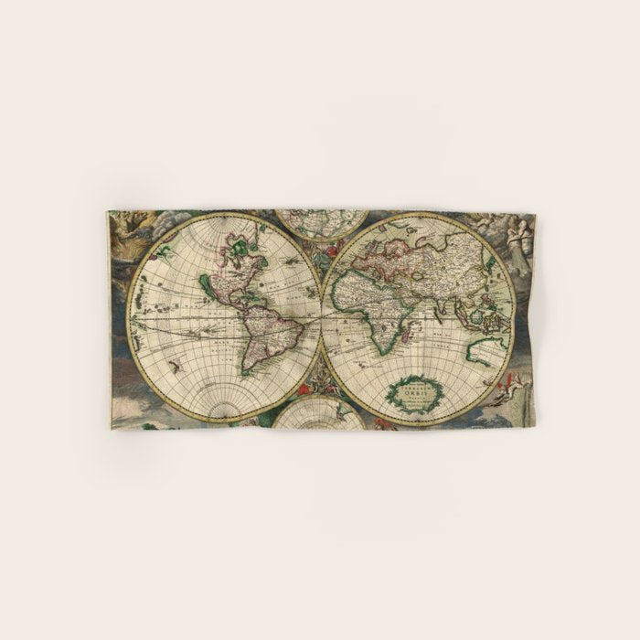 Vintage Map of the world Bath Towel Gallery Image 1